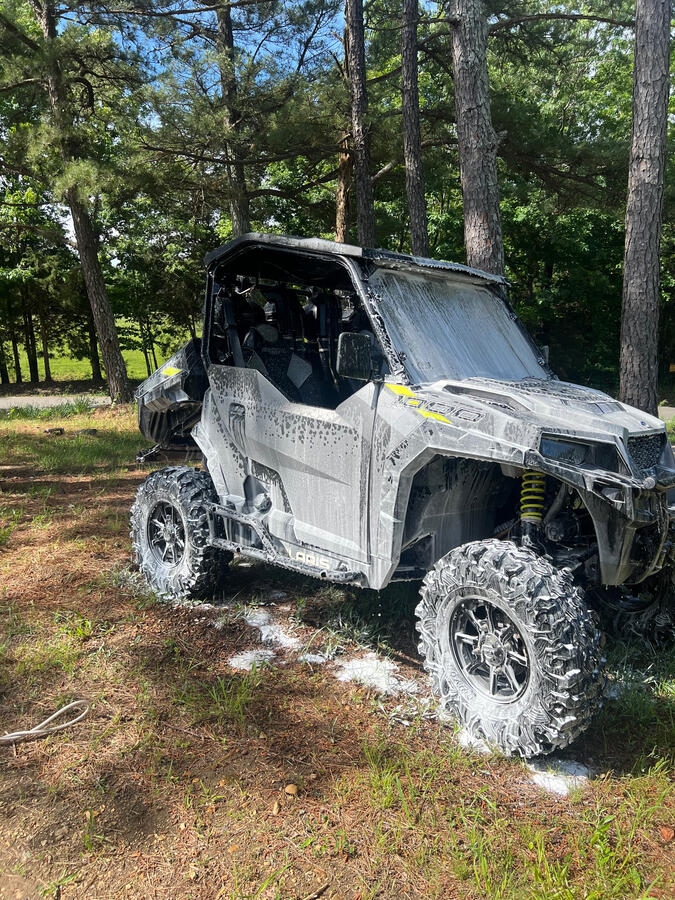 Washing Polaris by shiny side up truck wash